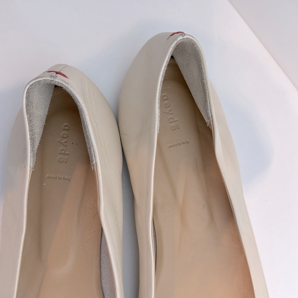 AEYDA Ida Cream Italian Lambskin Leather Ballet Flats Ballerina Square Toe - Picture 11 of 13